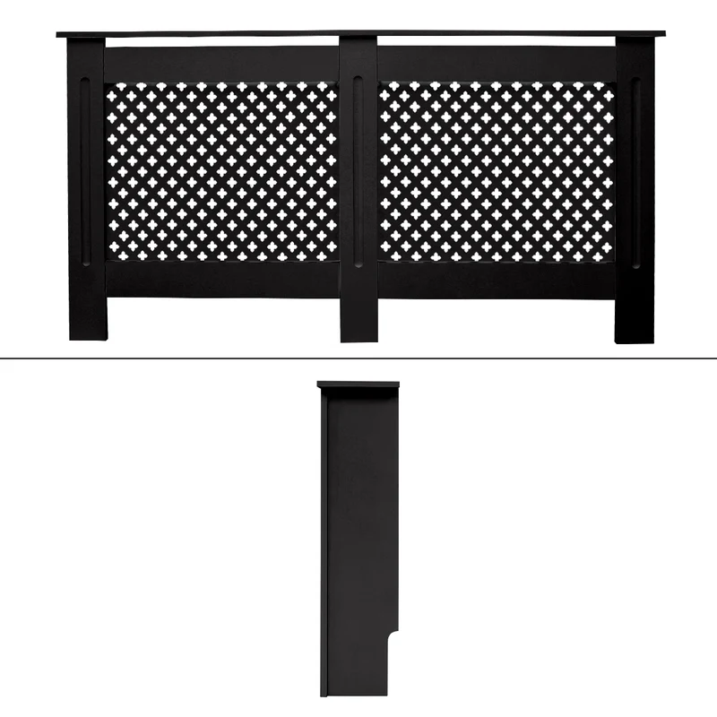 Heizkörperverkleidung 152x19x82 cm Raute Schwarz aus MDF