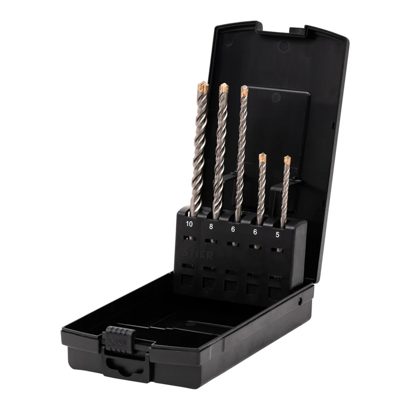 STIER Hammerbohrer-Set Premium SDS-plus 5-teilig Hammerbohrer SDS plus Set SDS