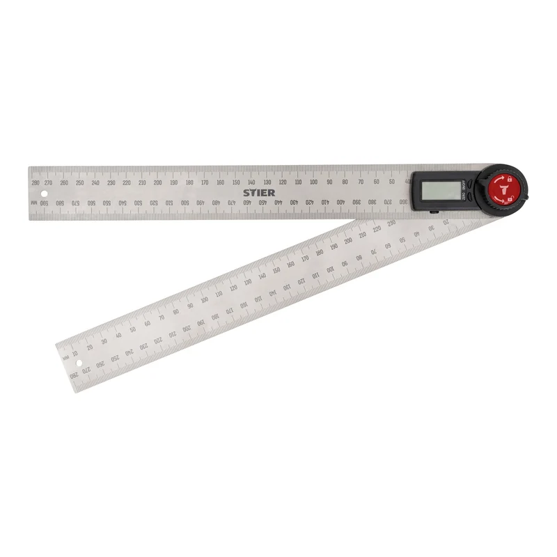 STIER Digitaler Winkelmesser SDW-300 LCD-Display ±0,3° rostfreier Stahl 300 mm
