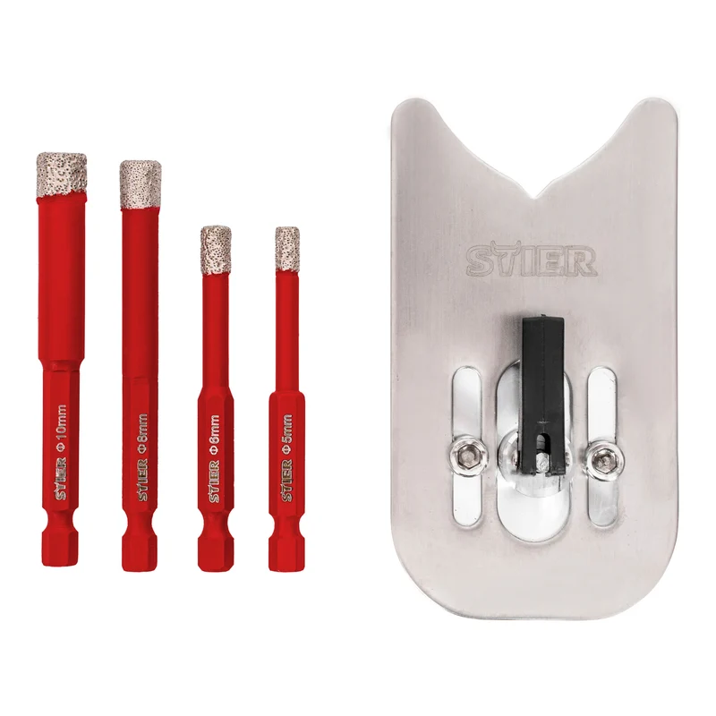 STIER Fliesenbohrer Set 5 tlg für harte Fliesen Naturfliesen Marmor und