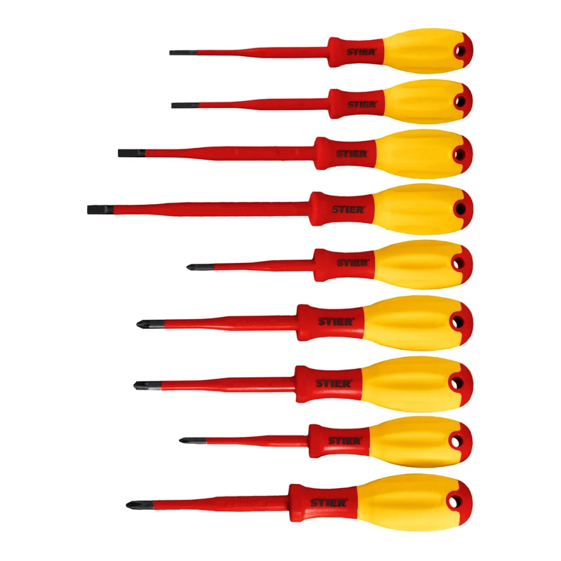 STIER Schraubendreher-Satz slimVDE+ 9-teilig 80 - 125 mm mit Schlitz Phillips
