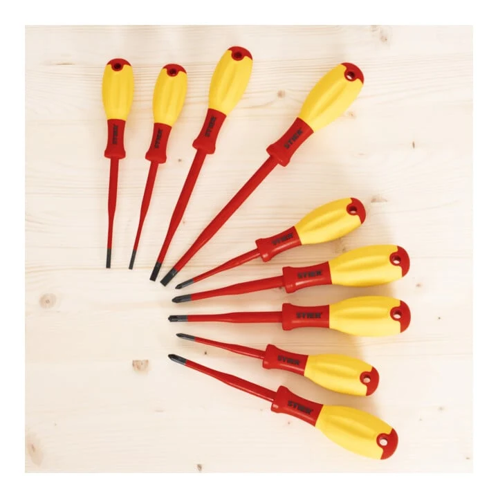 STIER Schraubendreher-Satz slimVDE+ 9-teilig 80 - 125 mm mit Schlitz Phillips