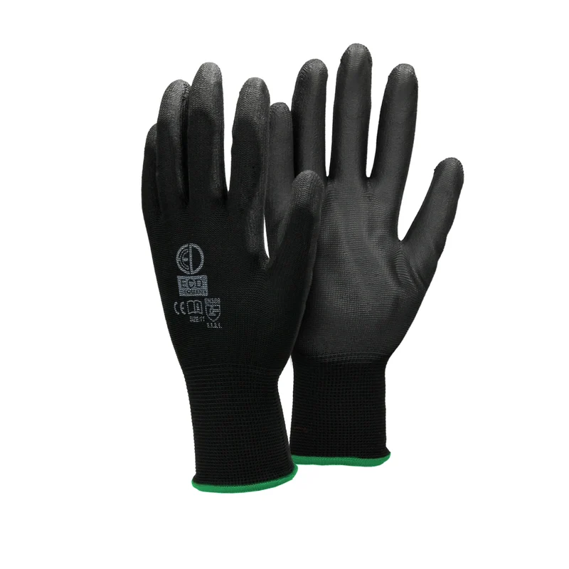 Arbeitshandschuhe Paarweise mit PU-Beschichtung Schwarz