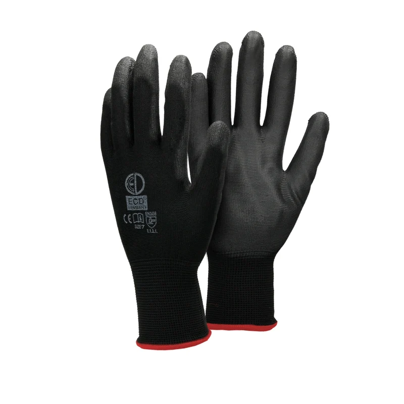 Arbeitshandschuhe Paarweise mit PU-Beschichtung Schwarz