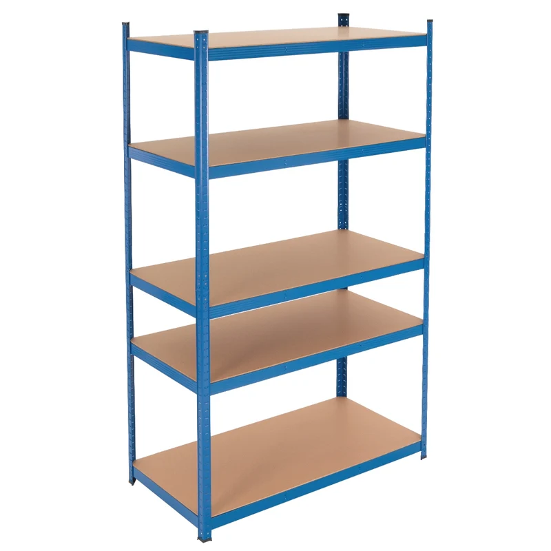 Werkstattregal 200x100x60 cm blau aus MDF Holzfaserplatte und Metall belastbar bis 875 kg