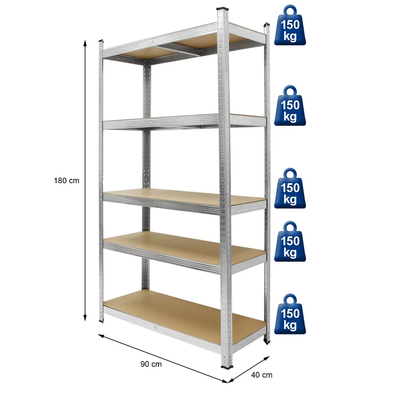 Werkstattregal aus MDF Holzfaserplatte und Metall