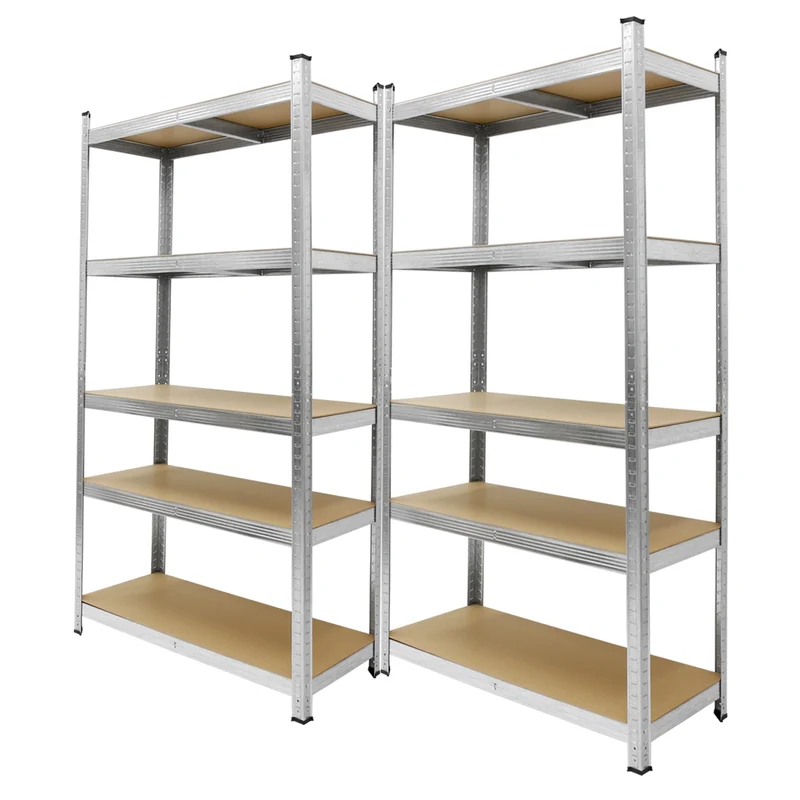 Werkstattregal 2er Set 180x90x40 cm Silber aus Metall und MDF belastbar bis 750 kg