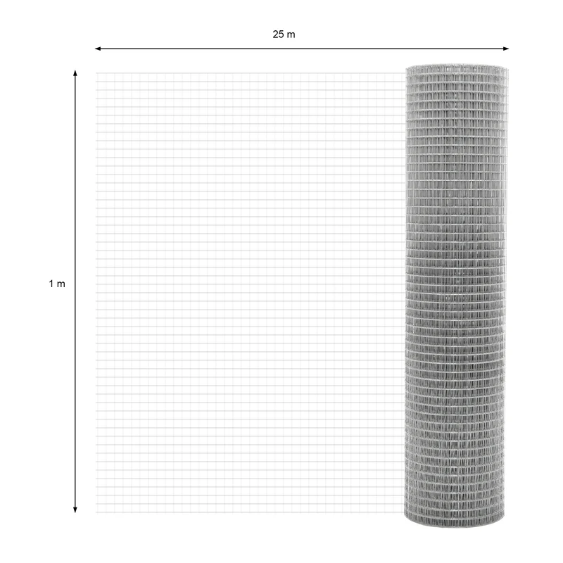 B-Ware Volierendraht Silber aus verzinktem Stahl 1x25m Drahtstärke 1,2mm Maschenweite 19x19mm
