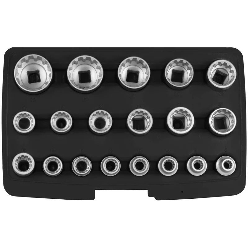 SW-Stahl Steckschlüsseleinsätze 1/2" Multi-Profil 8-32 mm 19-teilig