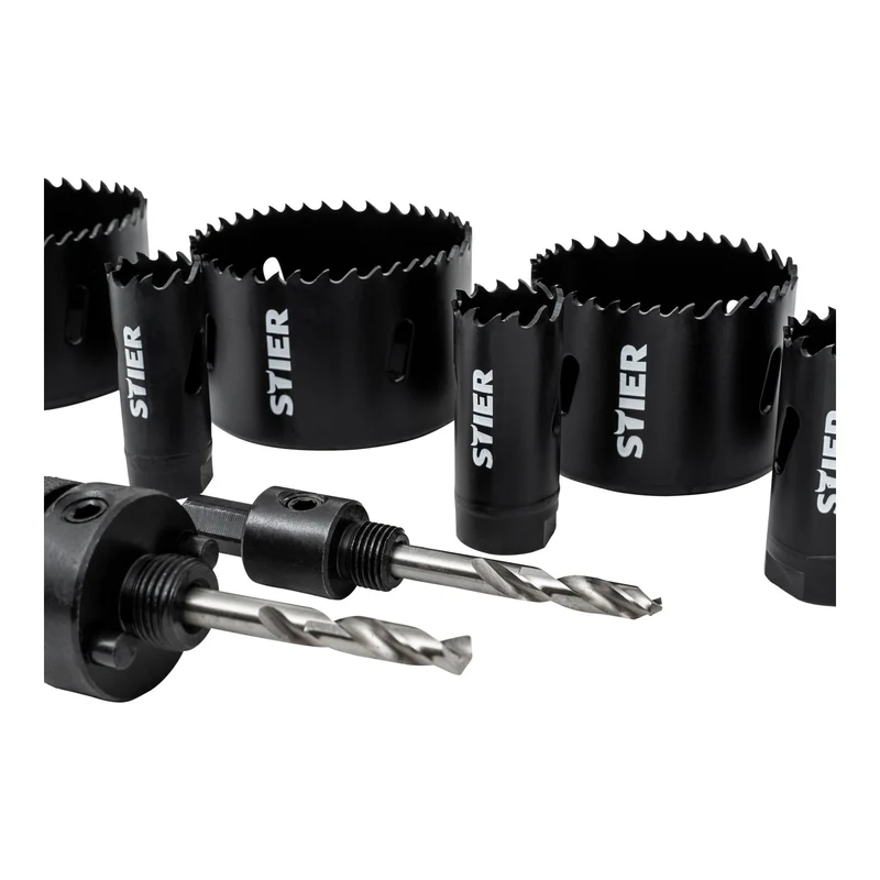 STIER Lochsägen-Set HSS-Co8 Bimetall 22 25 32 35 40 44 51 60 14-teilig 20 68 76