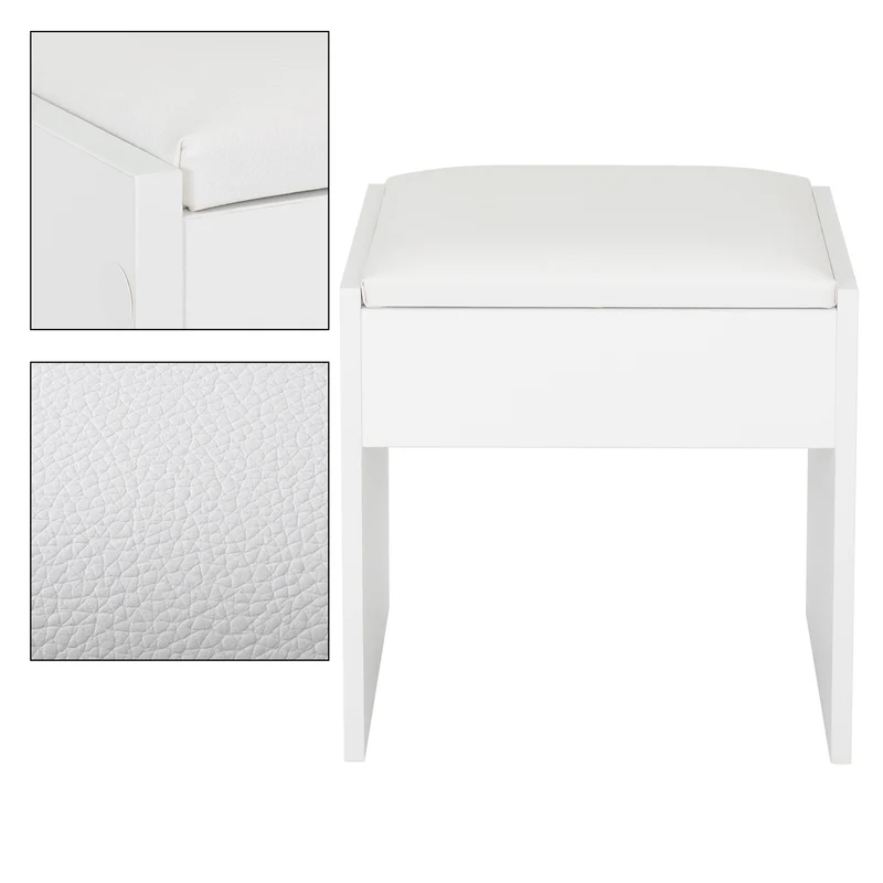 Schminktisch Frisiertisch 108x40x140 cm in Weiß mit Spiegel, Schublade & Hocker ML-Design