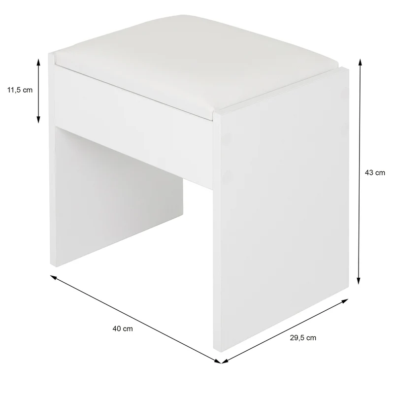 Schminktisch Frisiertisch 108x40x140 cm in Weiß mit Spiegel, Schublade & Hocker ML-Design