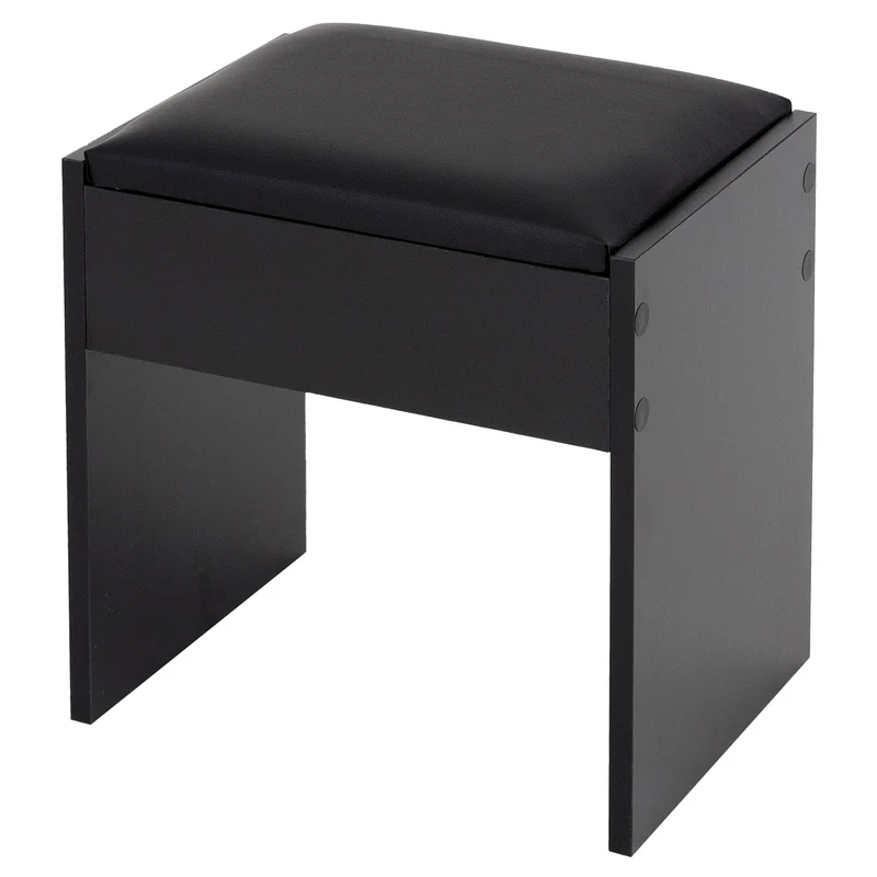 Schminktisch Frisiertisch 75x40x135 cm in Schwarz mit Spiegel, Schublade, 3 Ablagen & Hocker ML-Design