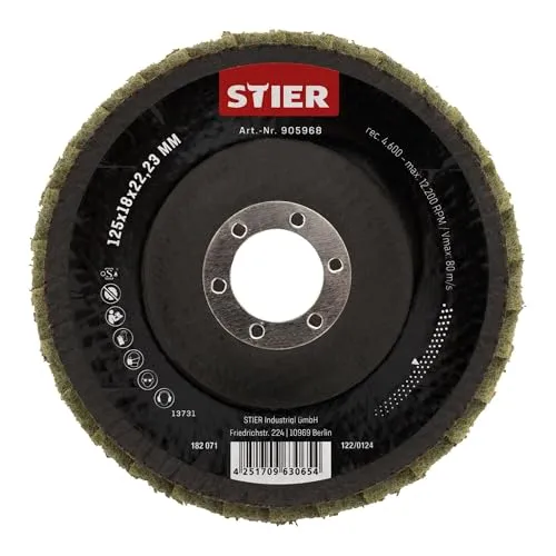 STIER Vlies Fächerschleifscheiben 125 x 18 x 22,23 mm mittel 5 Stk.