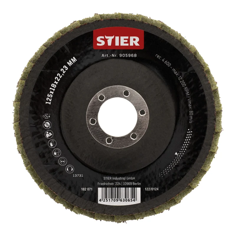 STIER Vlies Fächerschleifscheiben 125 x 18 x 22,23 mm mittel 5 Stk.