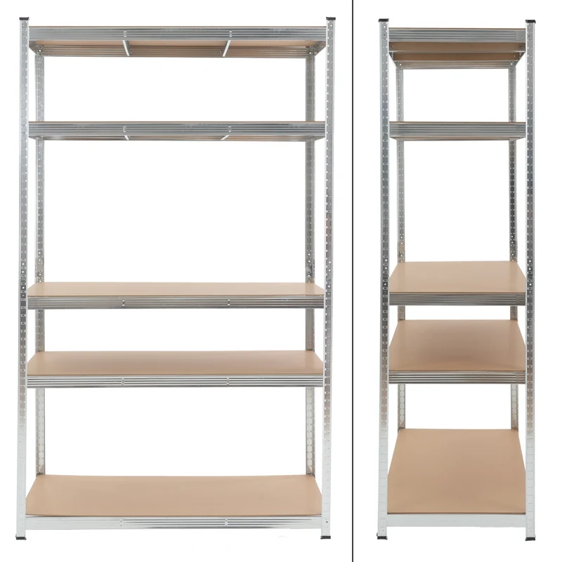 Werkstattregal 2er Set 200x120x50 cm Silber aus MDF Holzfaserplatte und Metall belastbar bis 875 kg