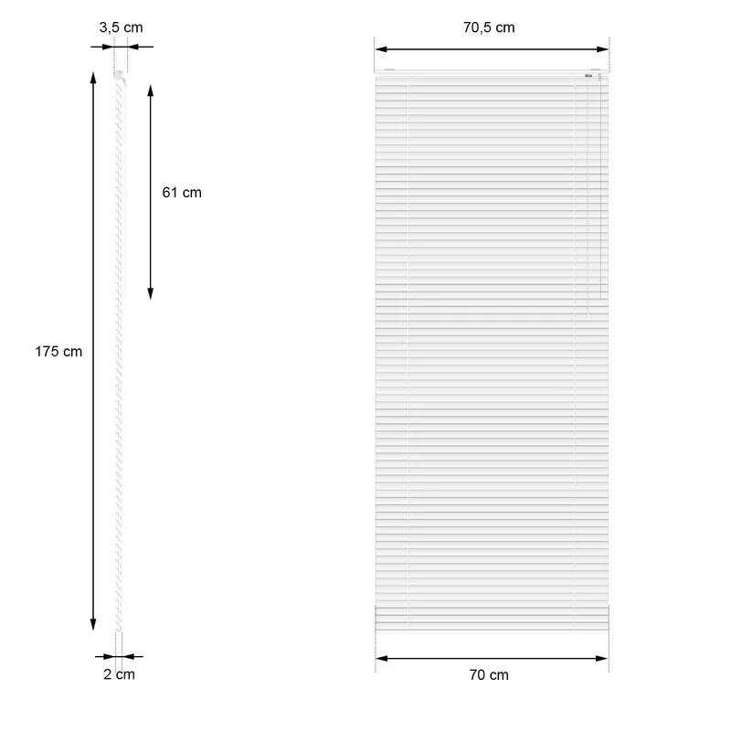 Aluminium Jalousie 70x175 cm Weiß inkl. Montagematerial