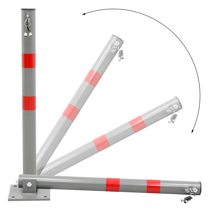 4er Set Klappbare Parkpfosten 71 cm Anthrazit aus Stahl