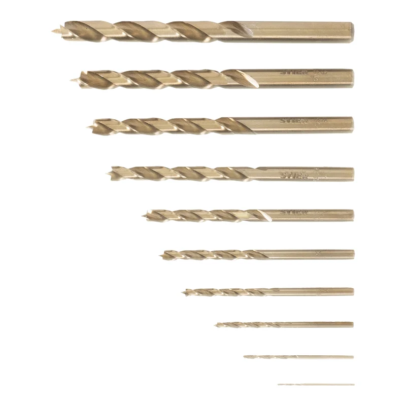 STIER Holzbohrer-Set HSS Cobalt 10-teilig Alle Größen von 1 bis 10 mm High Speed