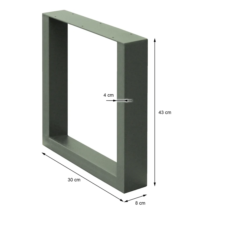 Tischbeine Tischgestell 2er Set U-Design 30 x 43 cm Steingrau aus Stahl ML-Design