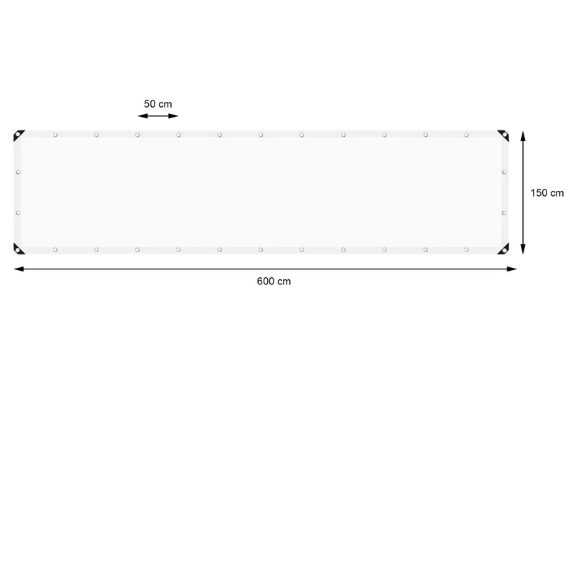 Abdeckplane Gewebeplane mit Ösen 1,5x6 m 260g/m² in Weiß aus PE