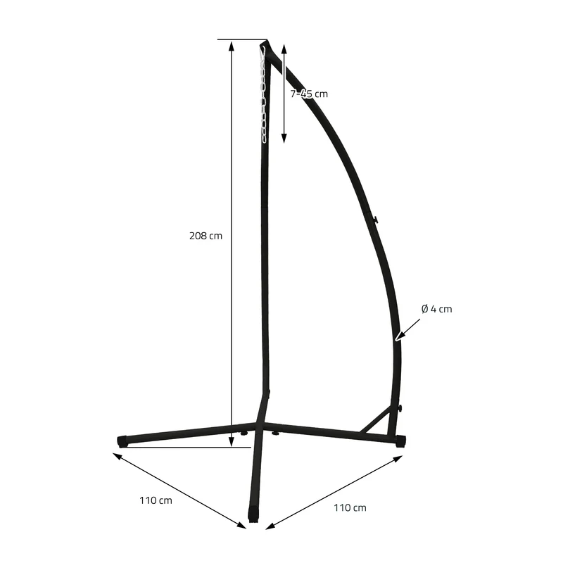 Hängesessel mit Gestell 45x100x46 cm Grau aus Baumwolle und Hartholz