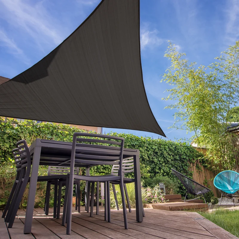 Sonnensegel dreieck 5x5x5 m Anthrazit 100% HDPE mit UV Schutz inkl. Befestigungsseile