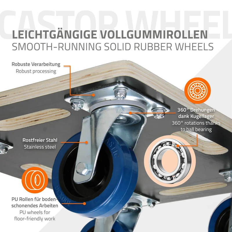 Rollbrett Möbelroller 40 x 60 cm aus Multiplex Traglast 800 kg