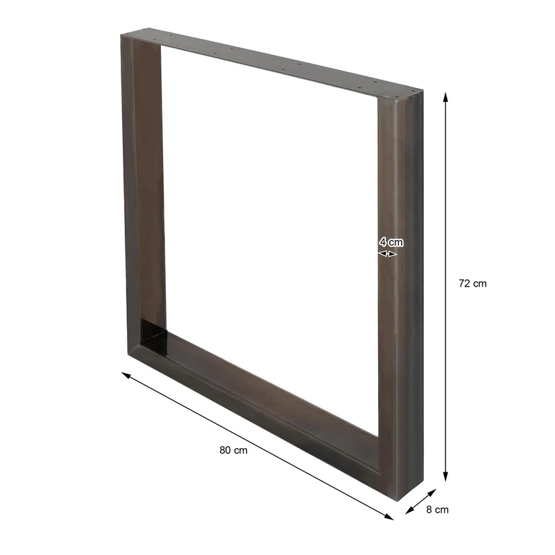 B-Ware Tischbeine Tischgestell 2er Set U-Design 80x72 cm Schwarz aus Stahl