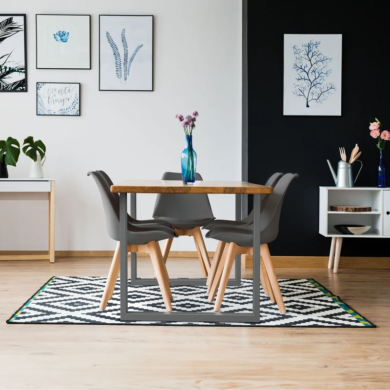 B-Ware Tischbeine Tischgestell 2er Set U-Design 80x72 cm Grau aus Stahl ML-Design