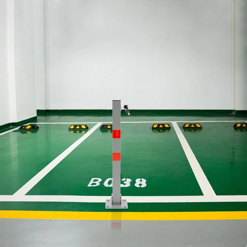 3er Set Parkplatzsperre 70 cm eckig mit Roten Warnstreifen und 3 Schlüssel aus Stah