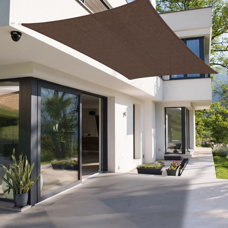 Sonnensegel rechteck 4x6 m Braun 100% HDPE mit UV Schutz inkl. Befestigungsseile