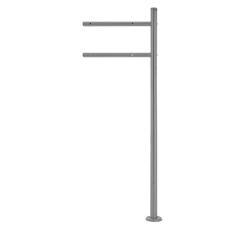 Standbriefkasten mit Zeitungsfach 37 cm Weiß inkl. Ständer 120 cm hoch Silber Briefkasten freistehend