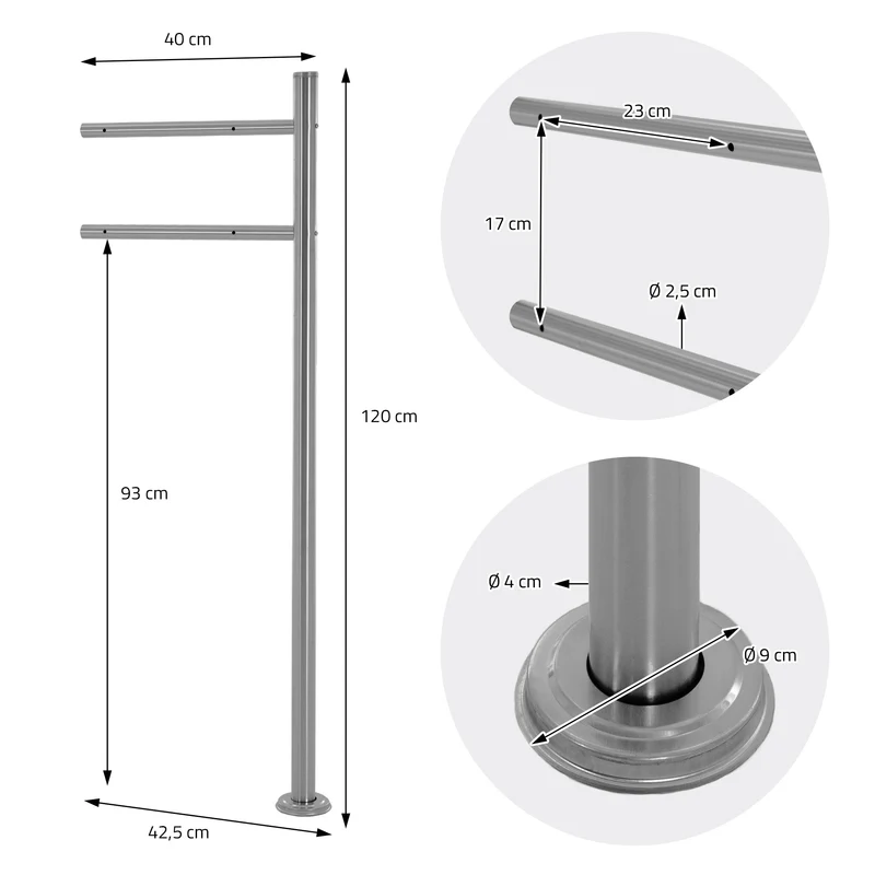 Standbriefkasten mit Zeitungsfach 37 cm Anthrazit/Silber inkl. Ständer 120 cm hoch Silber Briefkasten freistehend