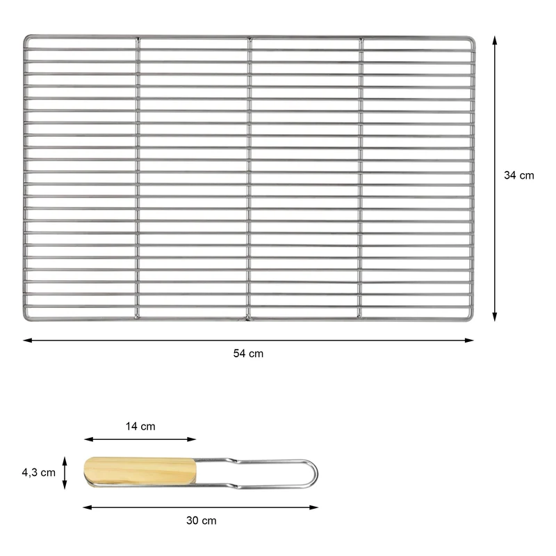 ECD Germany | Grillrost eckig mit abnehmbaren Griffen 54x34 cm Edelstahl, Outdoor Grillplatte robust für Gasgrill Holzkohlegrill BBQ Feuerstelle