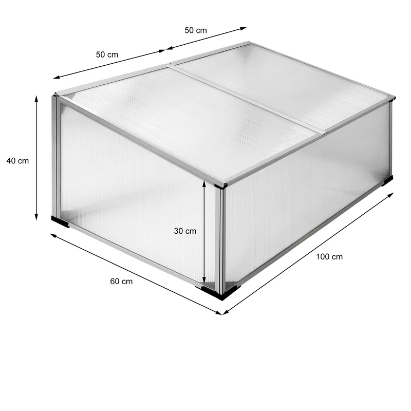 Frühbeet 100x60x40 cm mit Aluminium Rahmen aus Polycarbonat