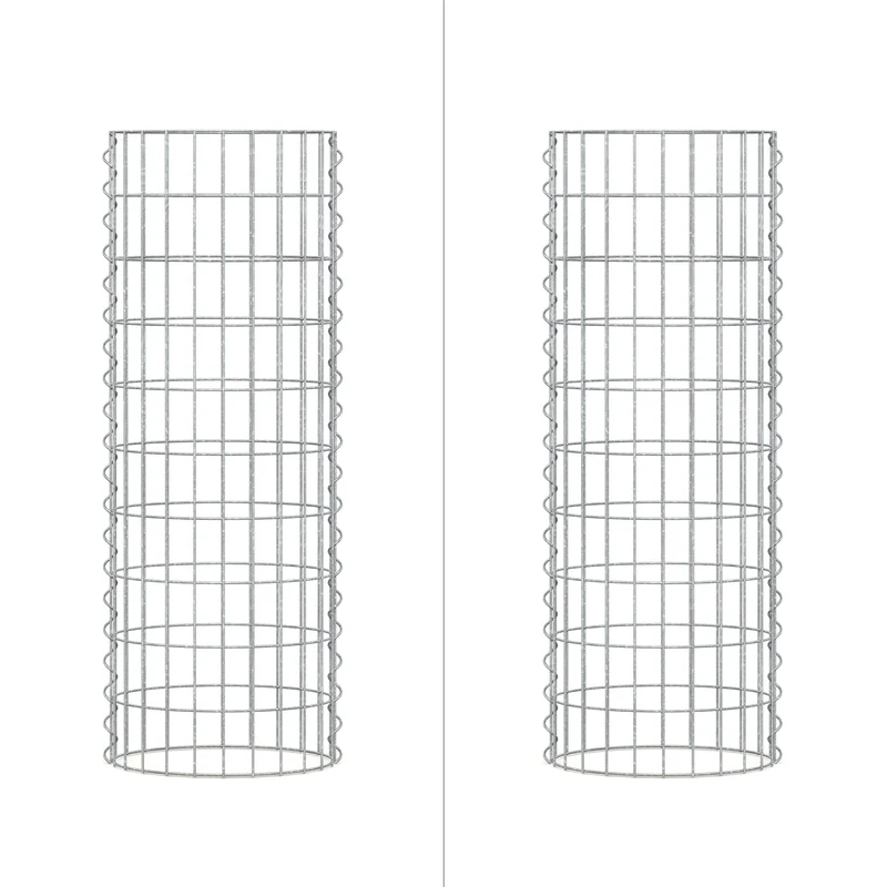 5er Set Gabione Säule rund Ø 35x100 cm Maschenweite 5x10 cm aus verzinktem Stahldraht
