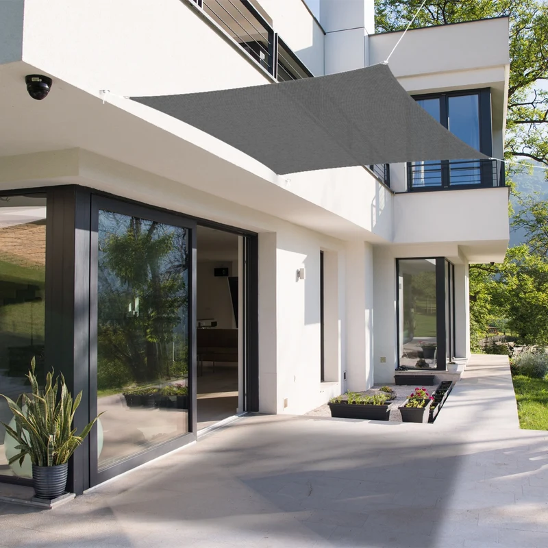 Sonnensegel quadrat 3,6x3,6 m Grau 100% HDPE mit UV Schutz inkl. Befestigungsseile