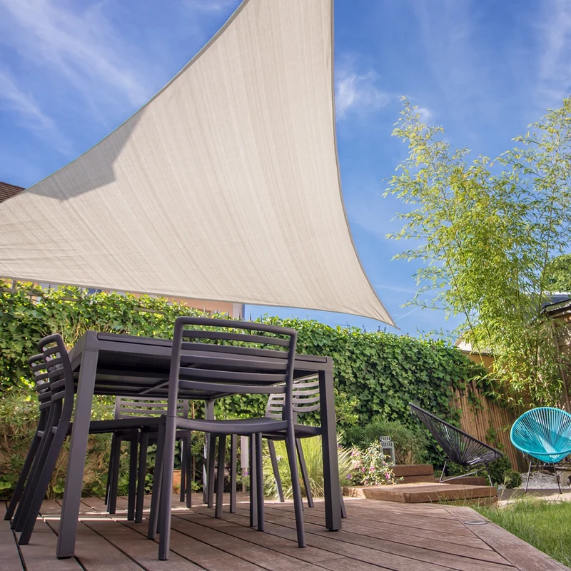 Sonnensegel dreieck 3,6x3,6x3,6 m Creme 100% HDPE mit UV Schutz inkl. Befestigungsseile
