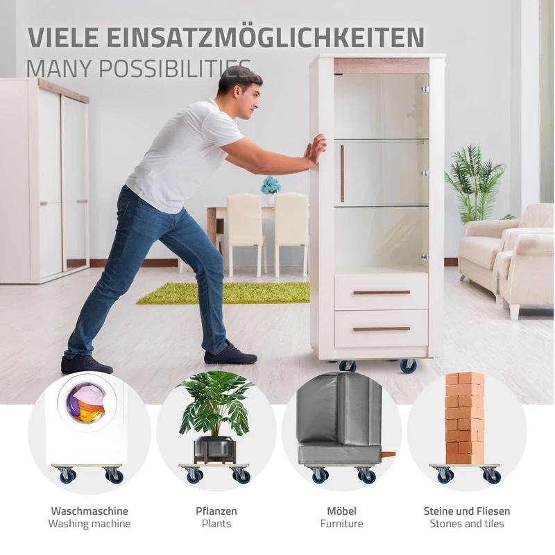 2er Set Rollbrett Möbelroller 35 x 50 cm aus Multiplex Tragkraft 800 kg