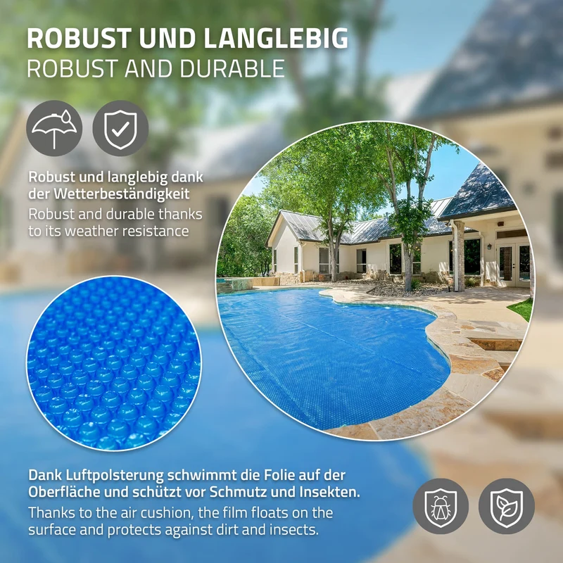 Pool Solarfolie rund Ø 488 cm Blau, Pool Solarabdeckplane 400µm, Solarplane Solarabdeckung zuschneidbar, Poolabdeckung