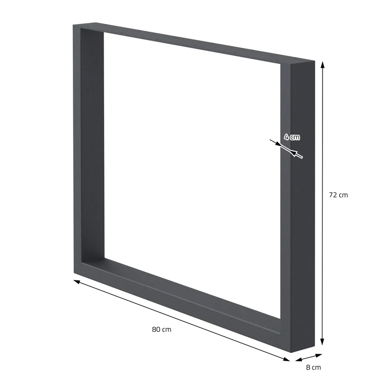 2x Tischbeine Tischkufen aus Vierkantprofilen 80x72 cm Anthrazit pulverbeschichtete Stahl