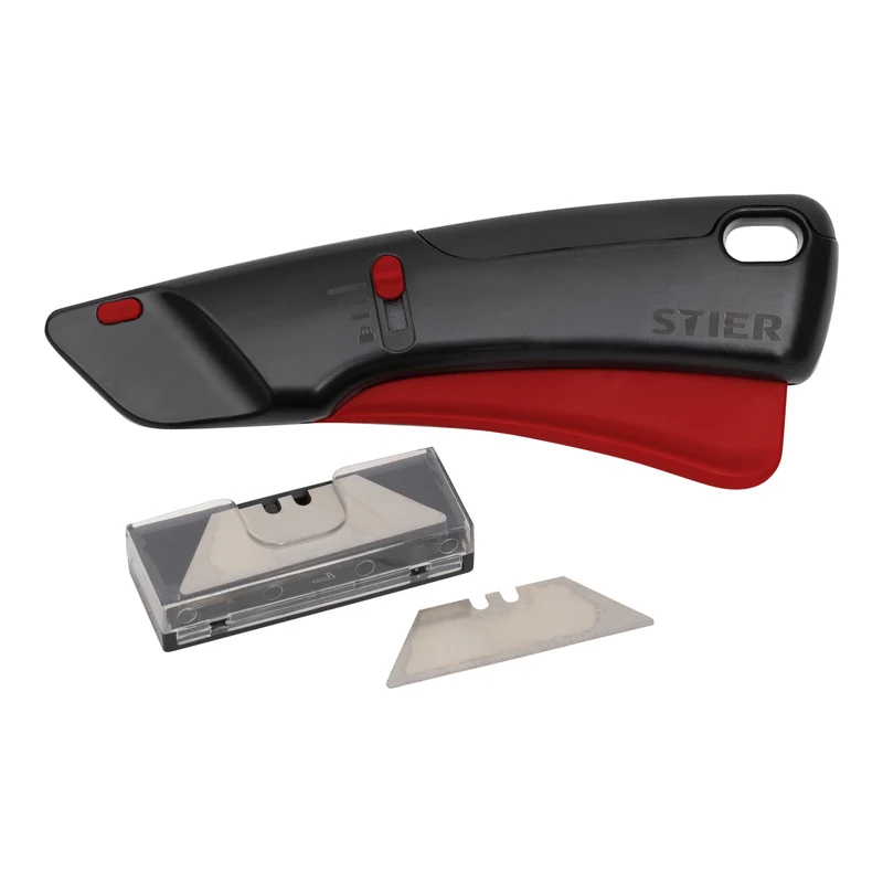 STIER Sicherheits-Cuttermesser Premium mit 10 Ersatz-Klingen automatischem
