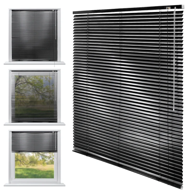 Aluminium Jalousie 120x220 cm Schwarz inkl. Montagematerial