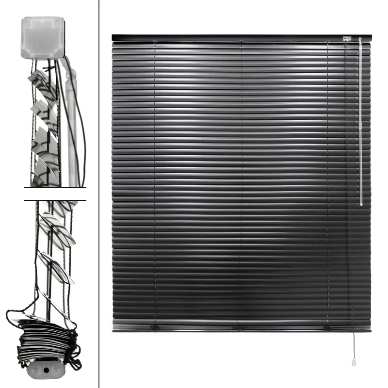 Aluminium Jalousie 100x220 cm Schwarz inkl. Montagematerial