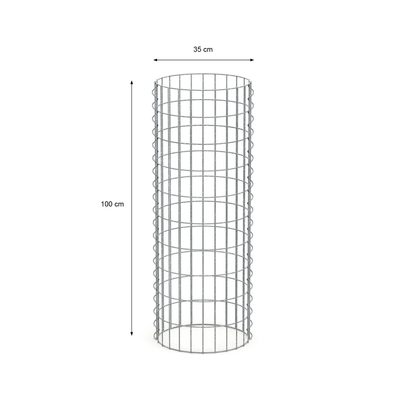 Gabione Säule rund Ø 35x100 cm Maschenweite 5x10 cm aus verzinktem Stahldraht