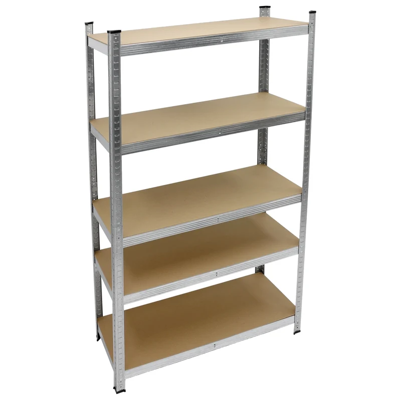 Werkstattregal 2er Set 180x90x40 cm Silber aus Metall und MDF belastbar bis 750 kg