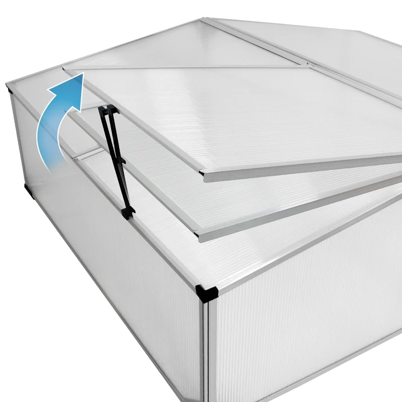 Doppel Frühbeet Gewächshaus 100x120x40 cm aus Polycarbonat mit Aluminium Rahmen