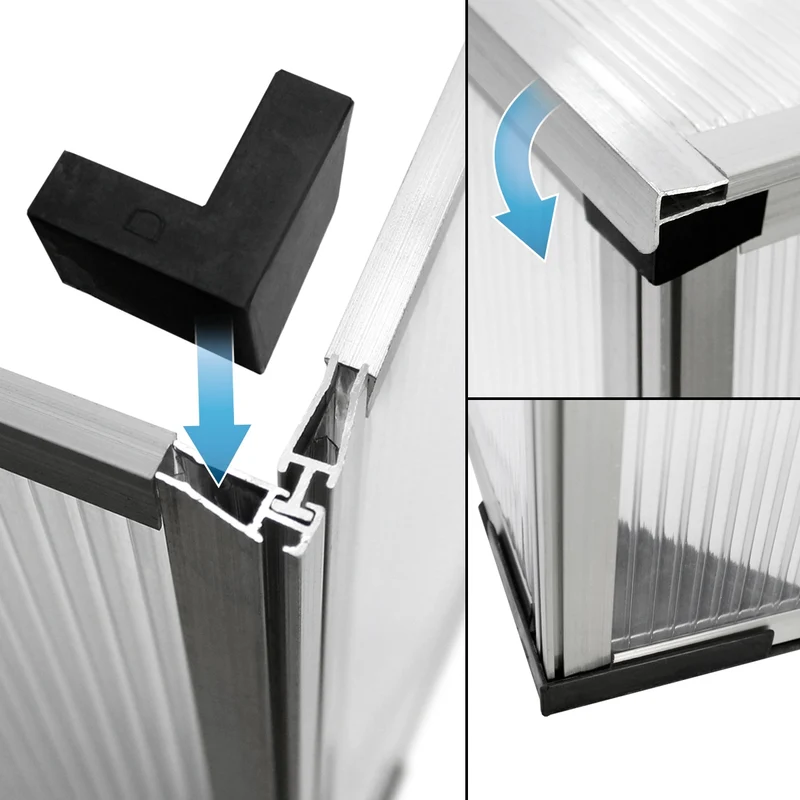 Doppel Frühbeet Gewächshaus 100x120x40 cm aus Polycarbonat mit Aluminium Rahmen