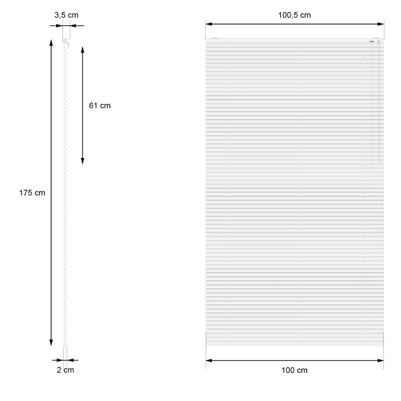 Aluminium Jalousie 100x175 cm Weiß inkl. Montagematerial